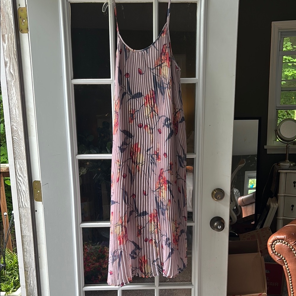 Floral Striped Spaghetti Strap Dress